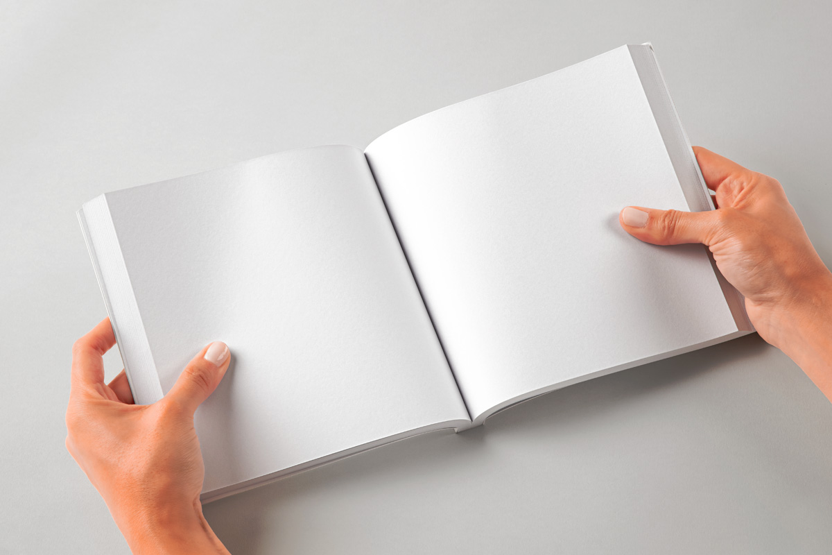 Hand Opening White Journal with Blank Pages Mockup. Stock Image - Image of  holding, book: 81094075