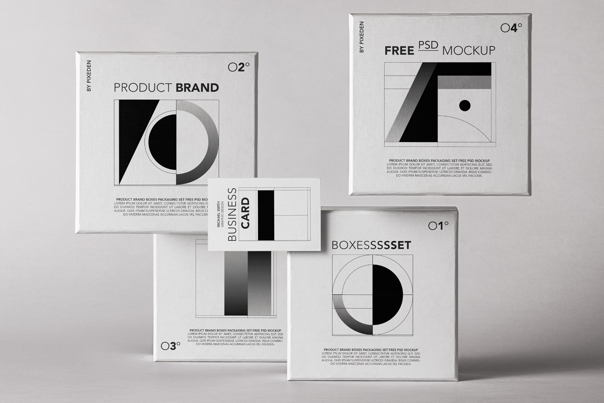 Boxes Packaging Psd Branding Mockup Set