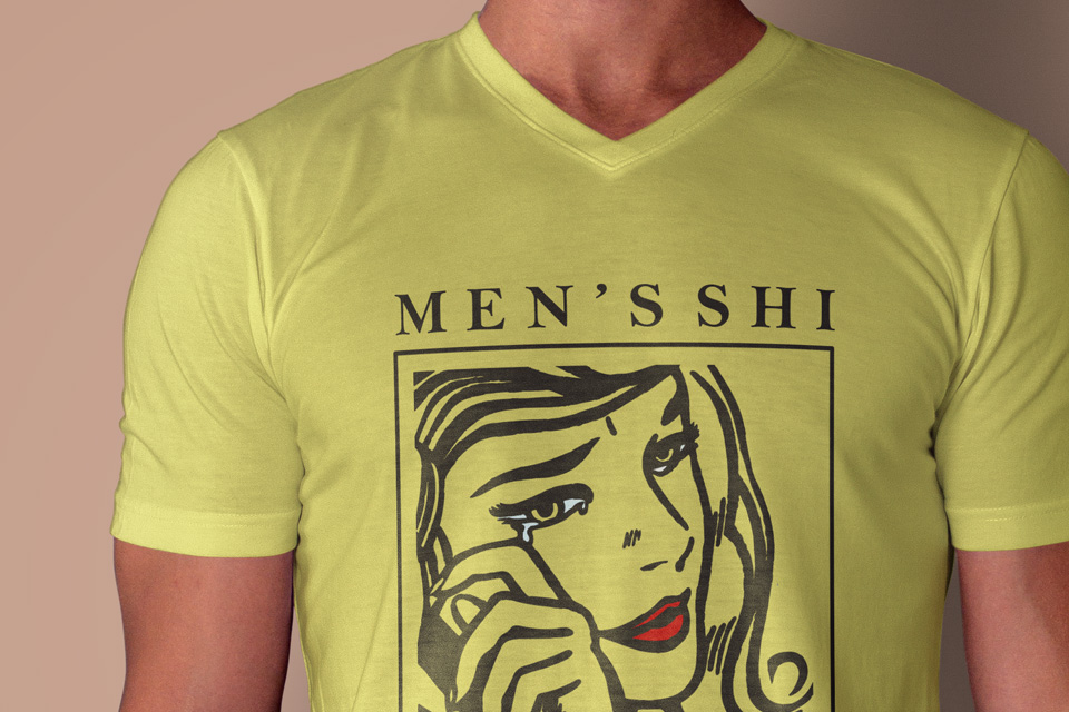 Psd Men T-shirt Mockup V-Neck | Psd Mock Up Templates ...