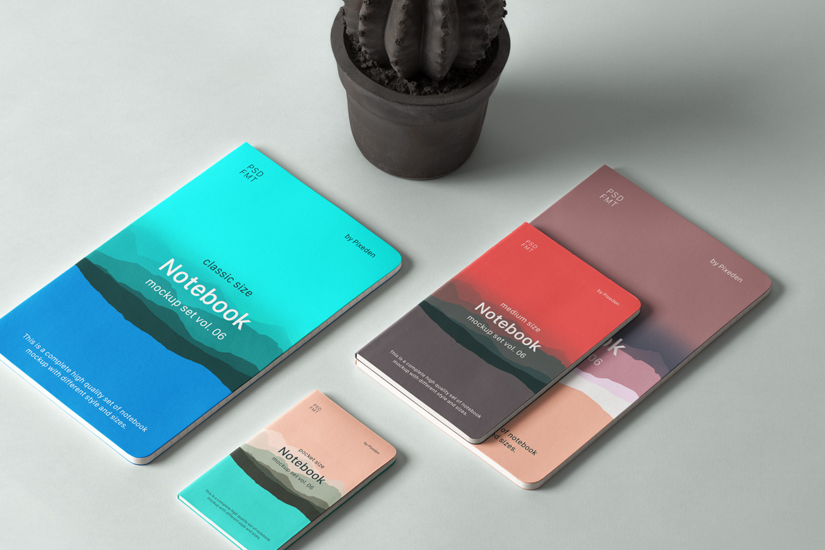 Psd Notebook Mockup Set Vol 6 | Psd Mock Up Templates ...