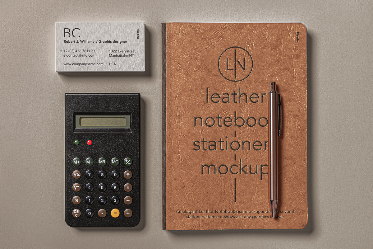 Download Leather Cover Psd Notebook Mockup Set | Psd Mock Up Templates | Pixeden