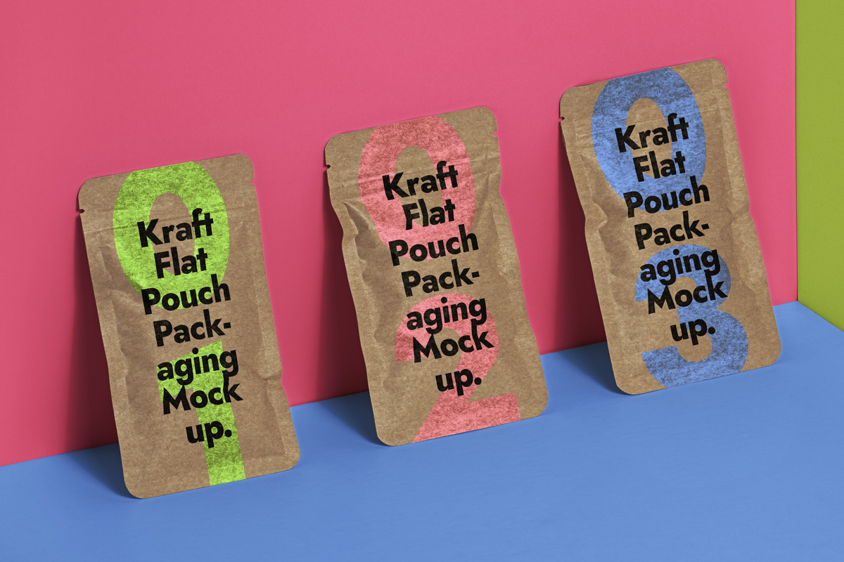 Download Psd Kraft Flat Pouch Packaging Mockup Psd Mock Up Templates Pixeden