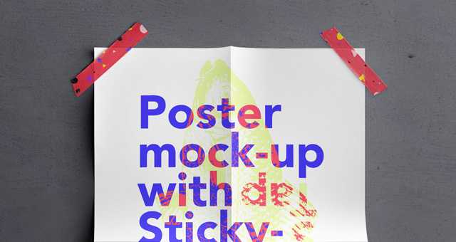 Download Scotch Tape Psd Poster Mockup | Psd Mock Up Templates | Pixeden